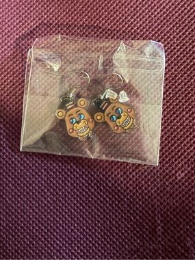 Freddy Fazbear Character Drop Earrings in Brown - Five Nights at Freddy’s